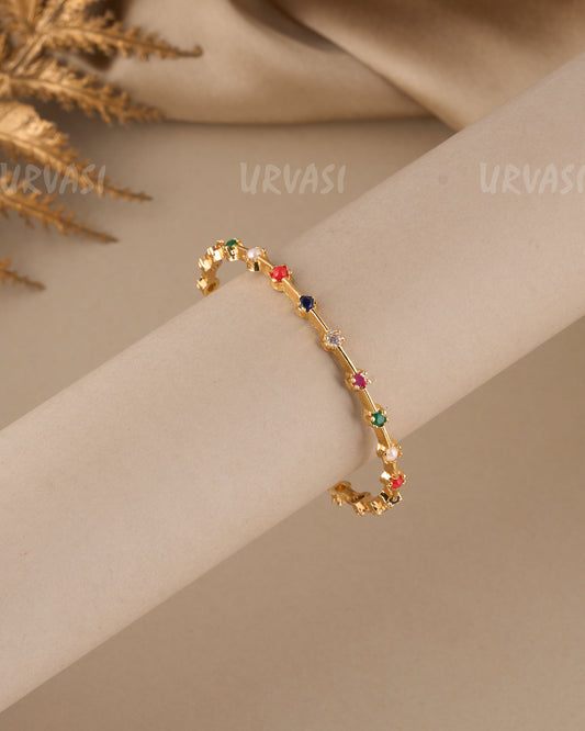 Gold-Toned Multi Stone bangles BA 344(Only one bangle)