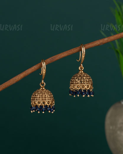 Gold-Toned Hanging Jhumka Earrings ER 08