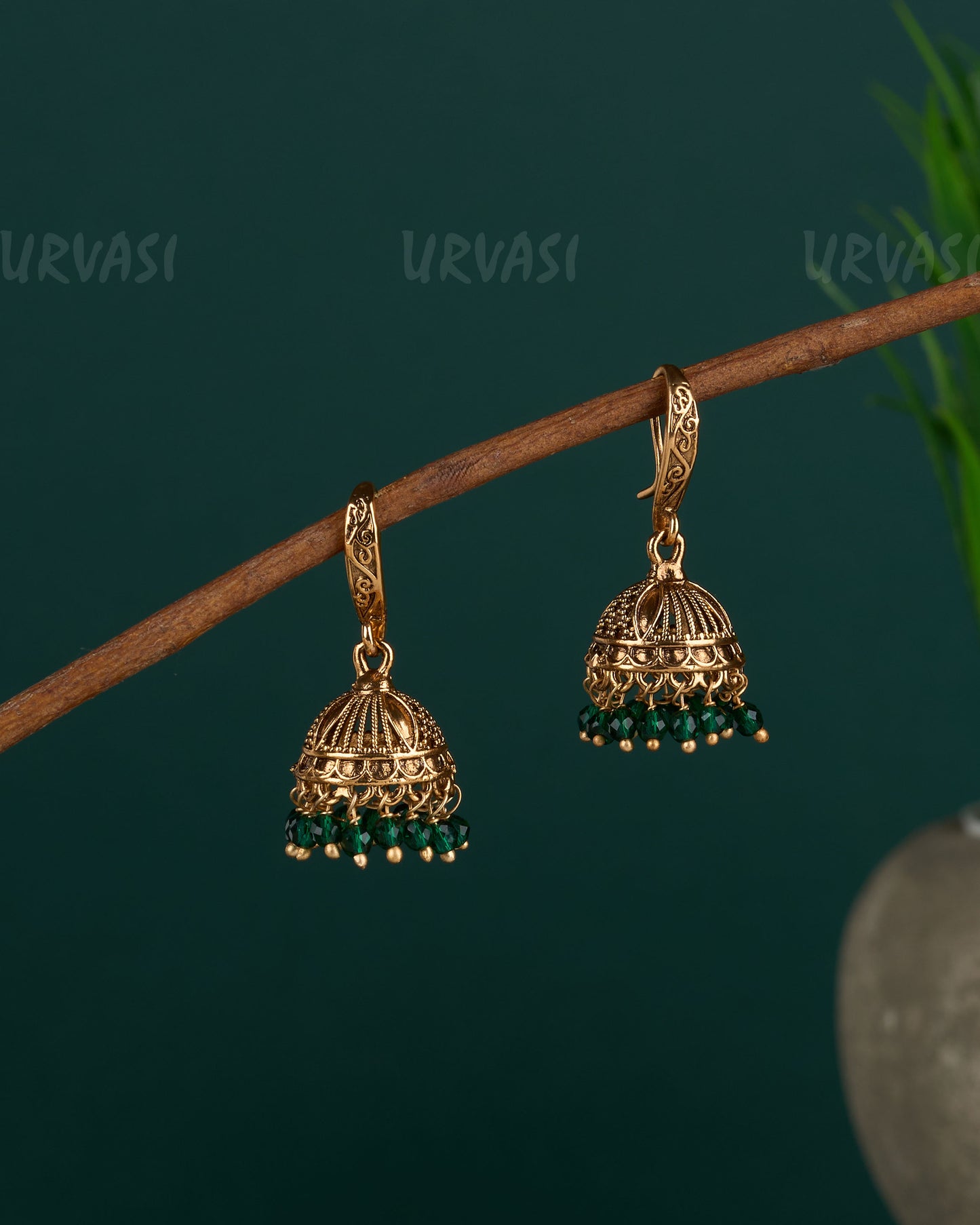 Gold-Toned Floral hanging Jhumka Earrings ER 14