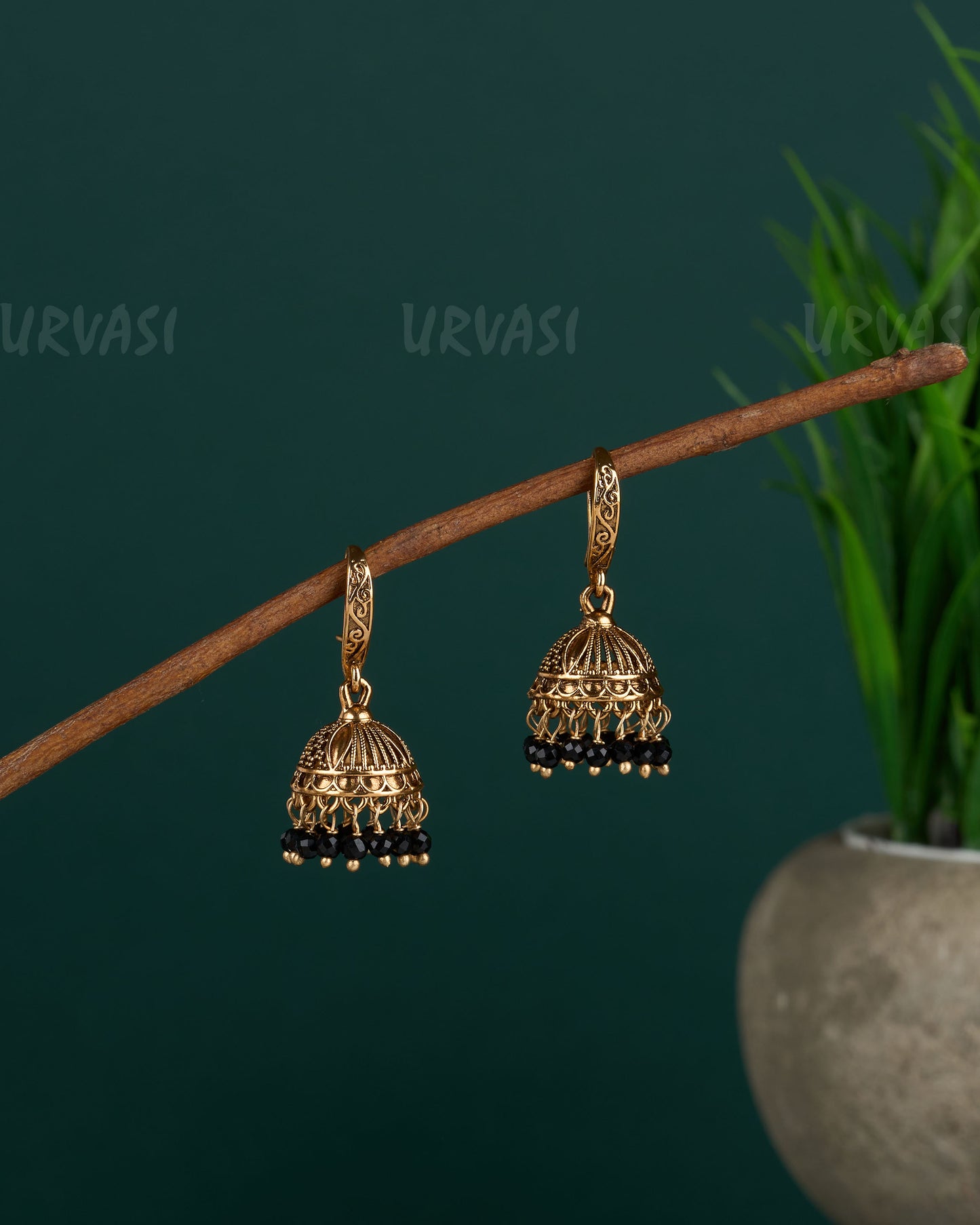 Gold-Toned Floral hanging Jhumka Earrings ER 14