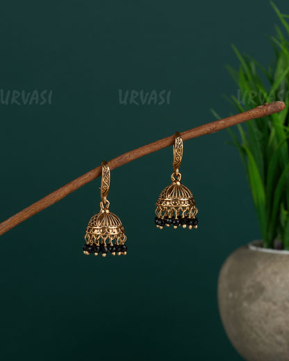 Gold-Toned Floral hanging Jhumka Earrings ER 14