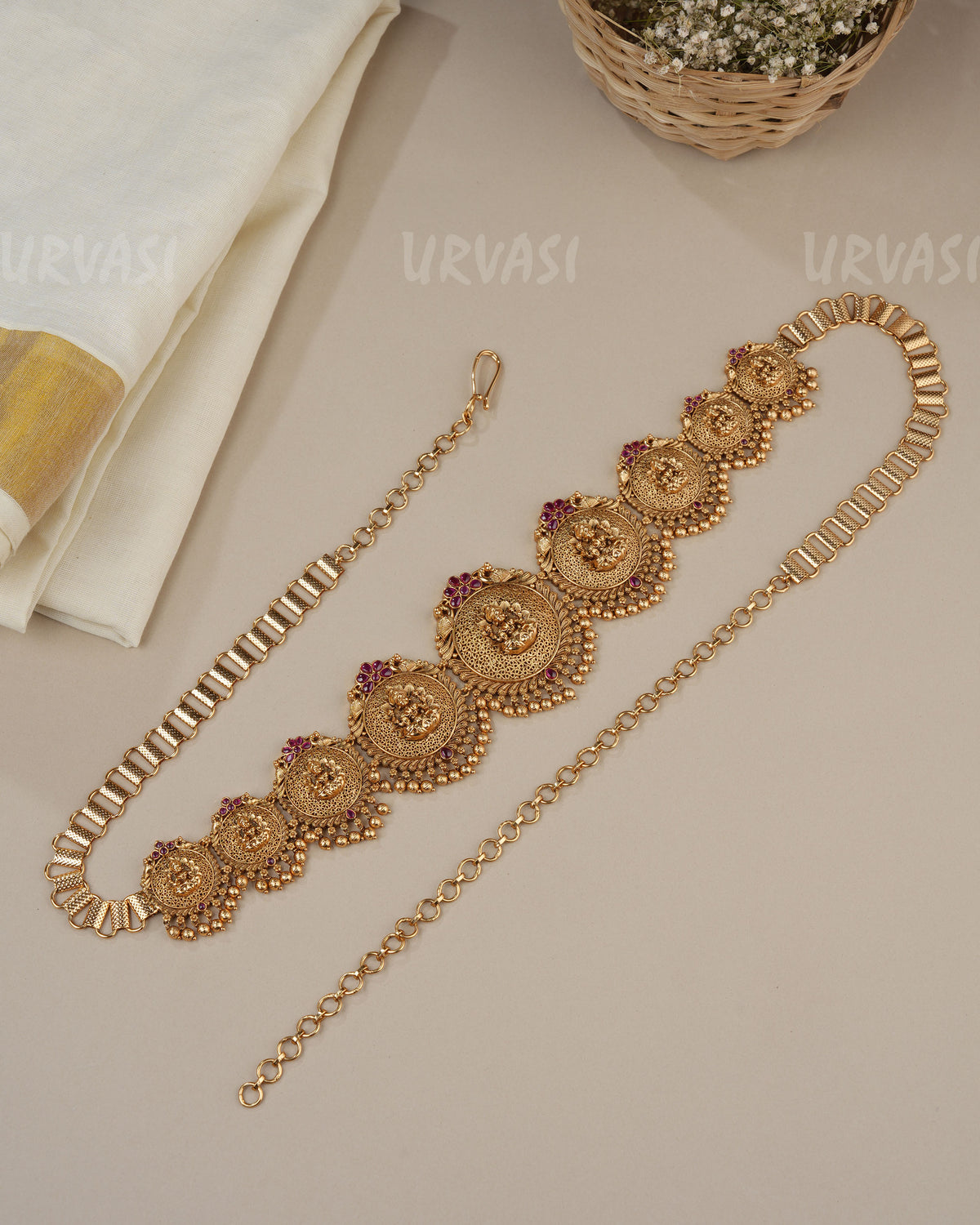 Premium Floral  Traditional Lakshmi Peacock Hip Chain HC 96