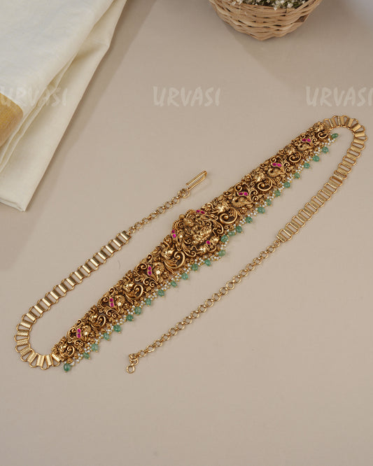 Premium Lotus Mahalakshmi Kemp Hip Chain HC 106