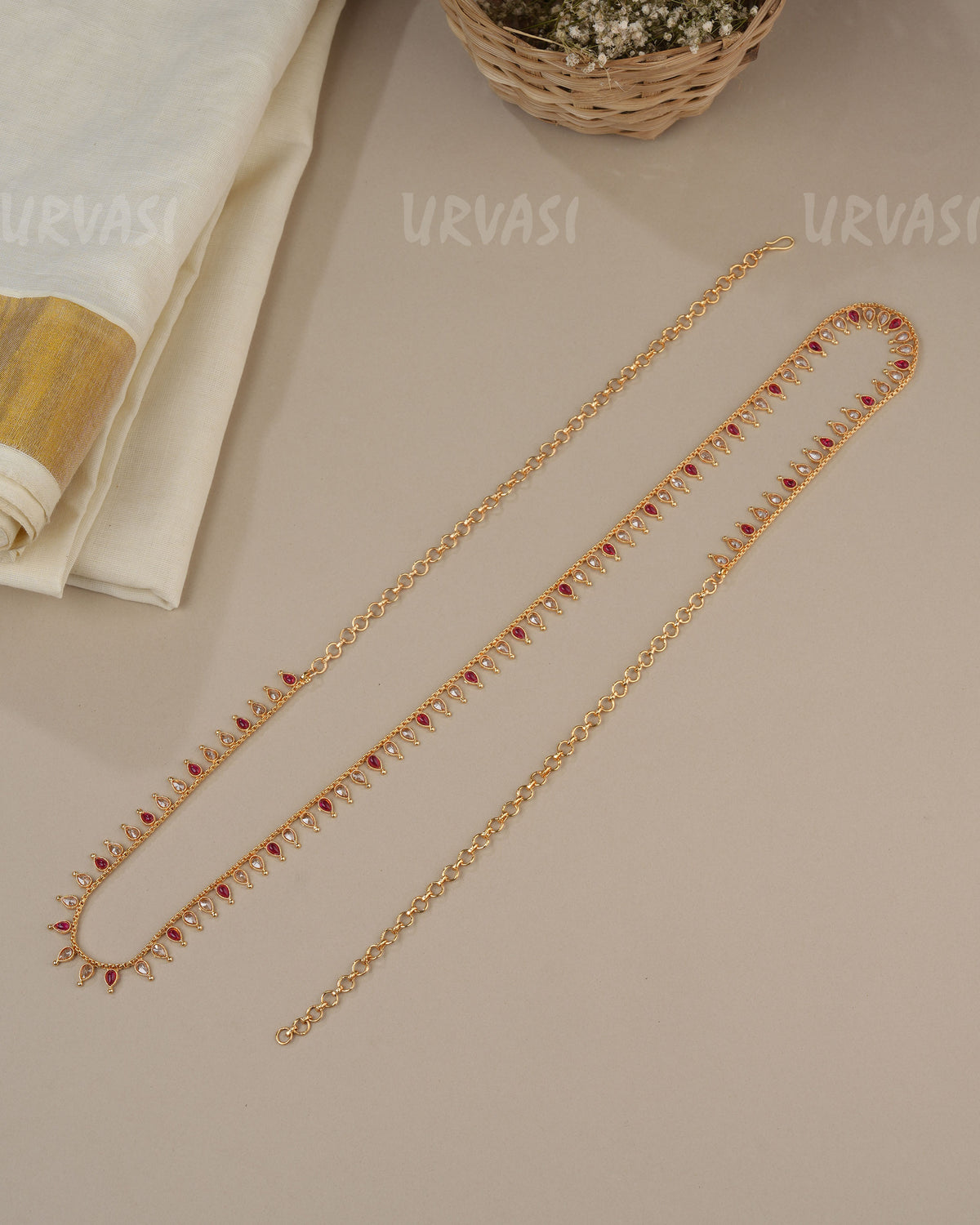 Gold-Toned Ruby Charm Hip Chain HC 112