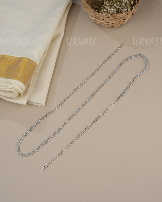 Rhodium - Polish Tear Drop Hip Chain HC 123