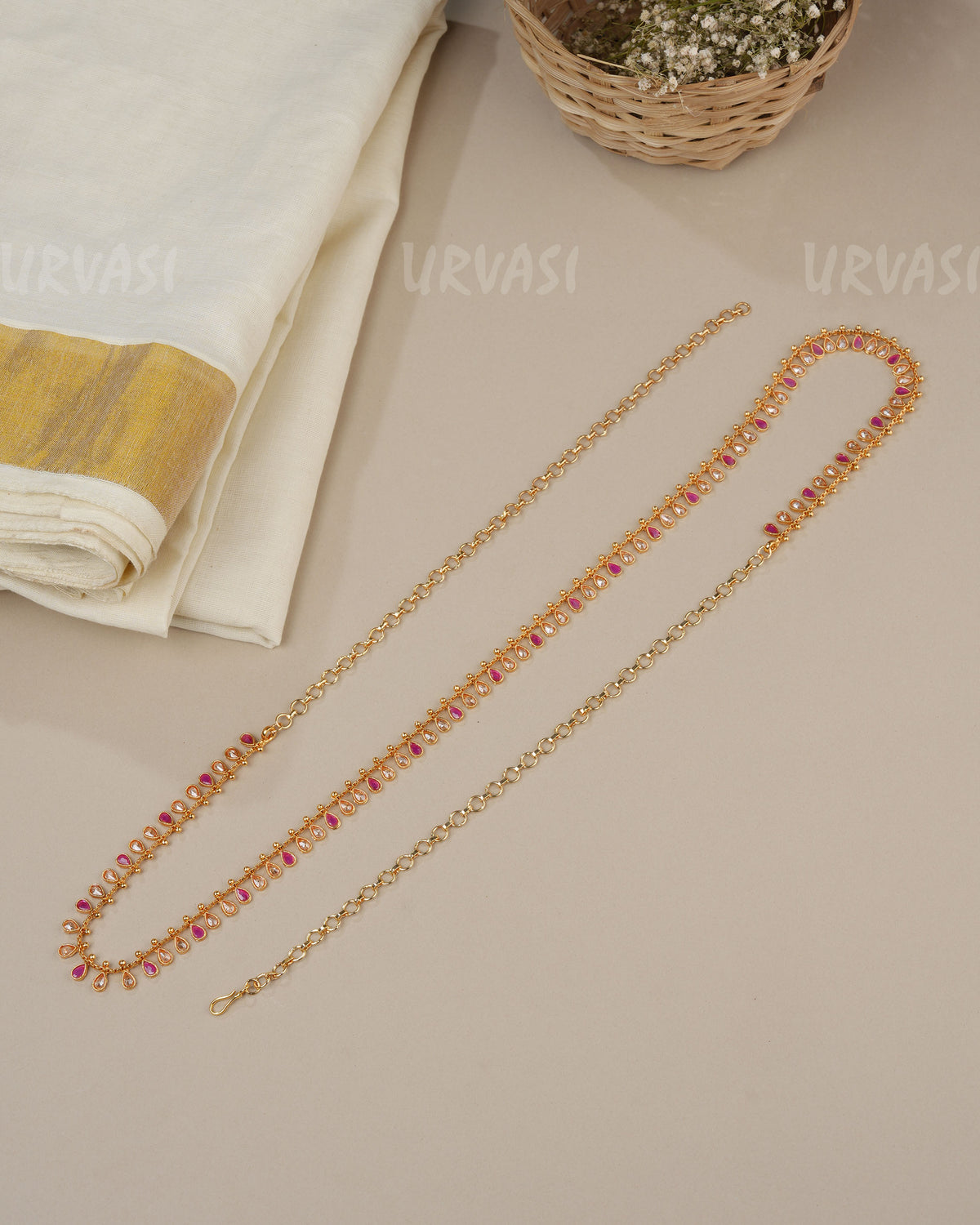 Gold-Toned Ruby Charm Hip Chain HC 113