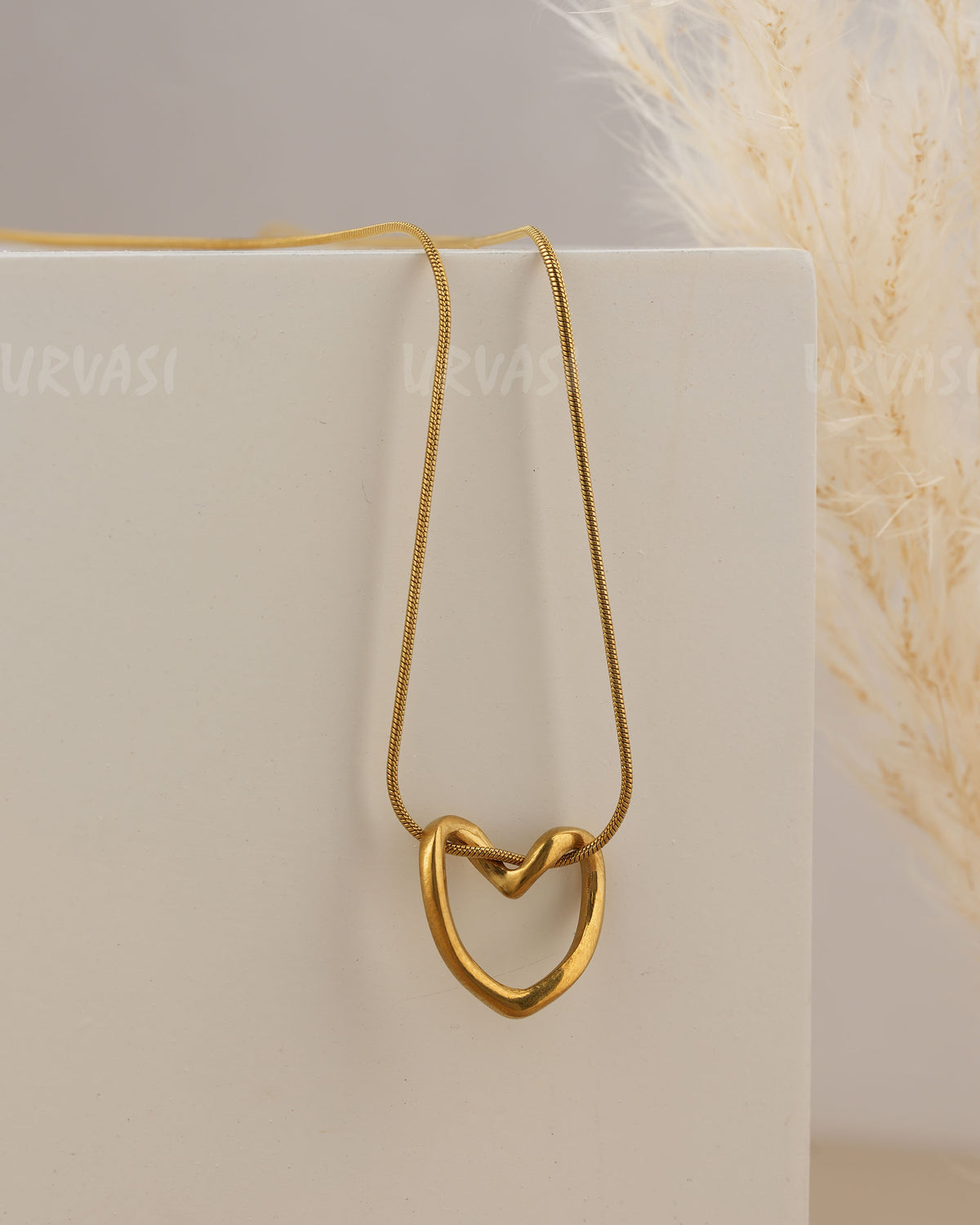 Gold-Toned Heart Pendant Simple Chain SC 201