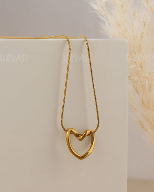 Gold-Toned Heart Pendant Simple Chain SC 201