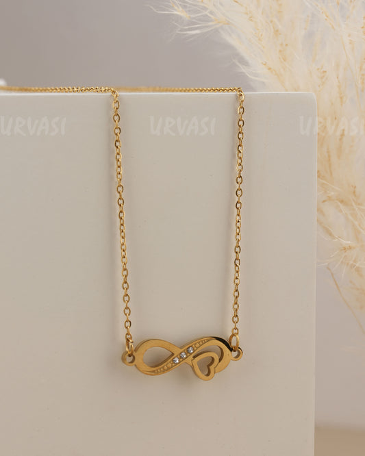 Gold-Toned Infinity Heart Pendant Simple Chain SC 199
