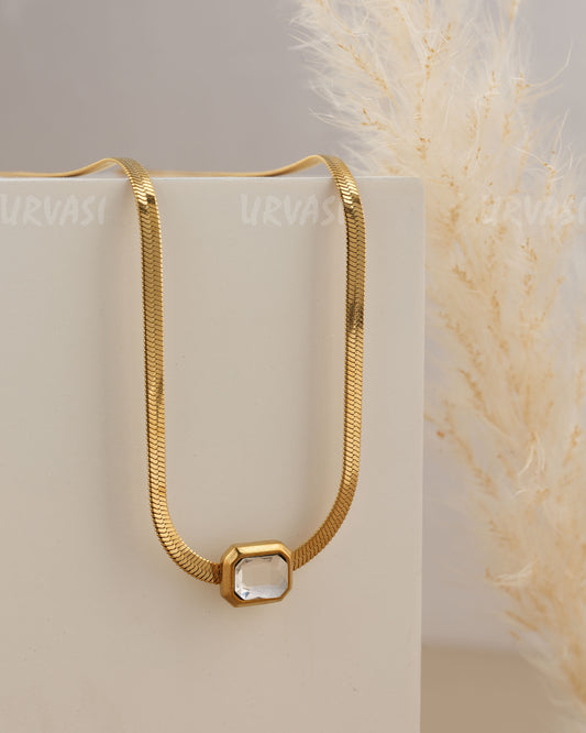 Gold-Toned Single Stone Snake Chain SC 194