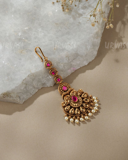 Gold-Toned Royal Ruby Pearl Chutty CH 180