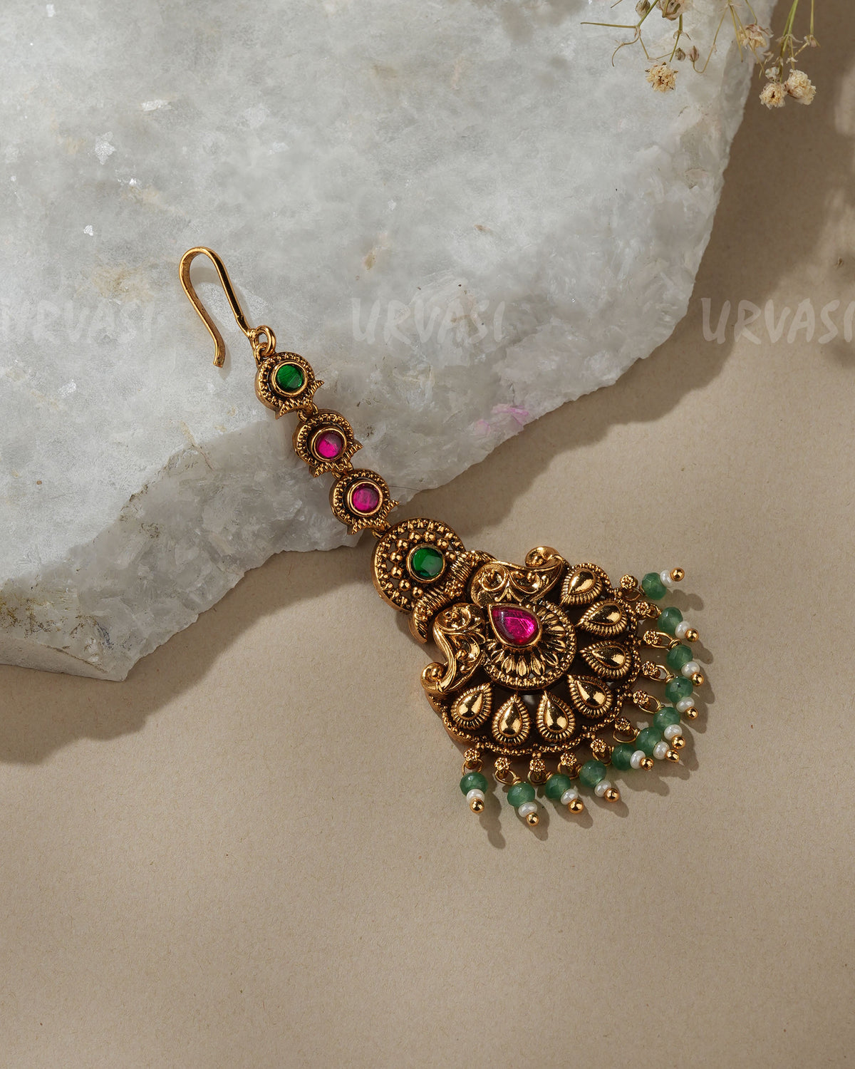 Gold-Toned Royal Ruby Pearl Chutty CH 180