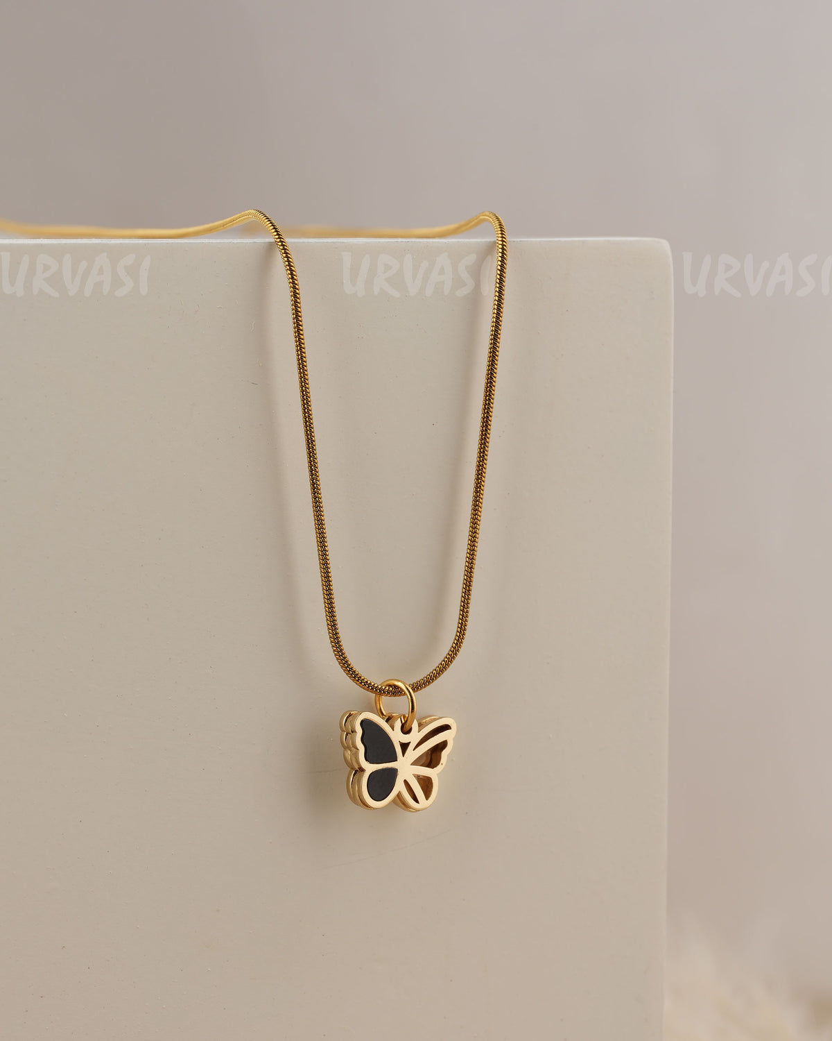 Gold-Toned Reversible Butterfly Pendant Simple Chain SC 188