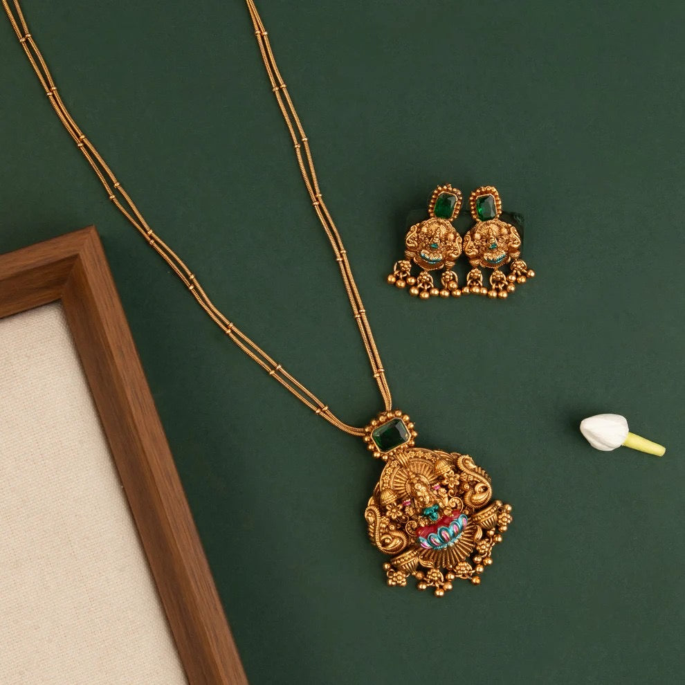 Gold-Toned Lakshmi Peacock Necklace 1577