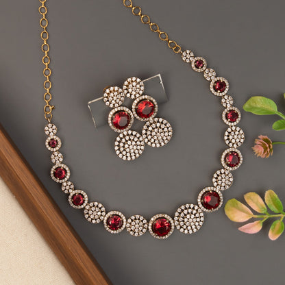 Mehendi Polish Round-Designed AD Choker Necklace 1480