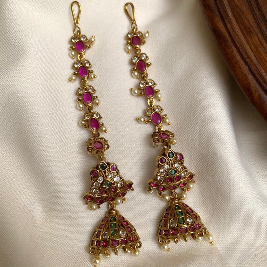 Gold-Toned Floral Mattal Earrings ER 892
