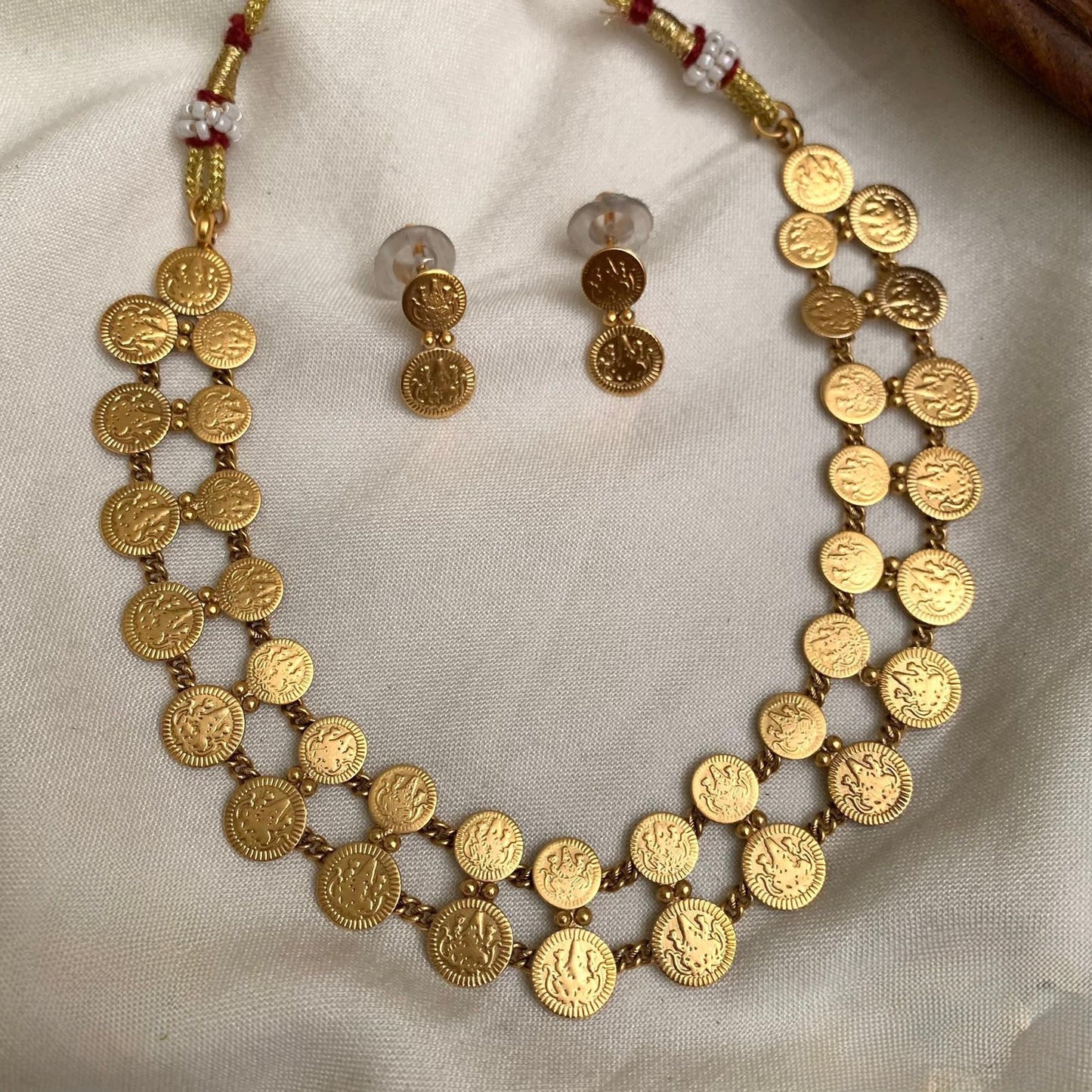 Gold-Toned Two-Layer Kaasu Lakshmi Necklace 249