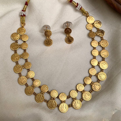 Gold-Toned Two-Layer Kaasu Lakshmi Necklace 249