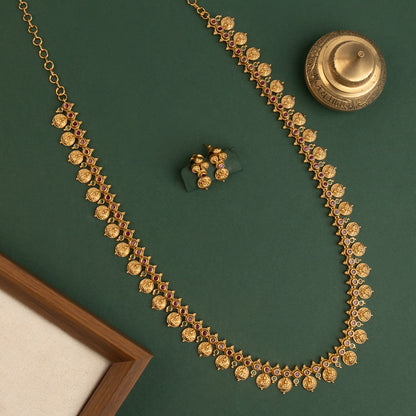 Gold-Toned Lakshmi Kaasu Long Necklace 1574