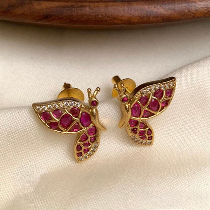 Gold-Toned Butterfly Designed Stud Earrings ER 889