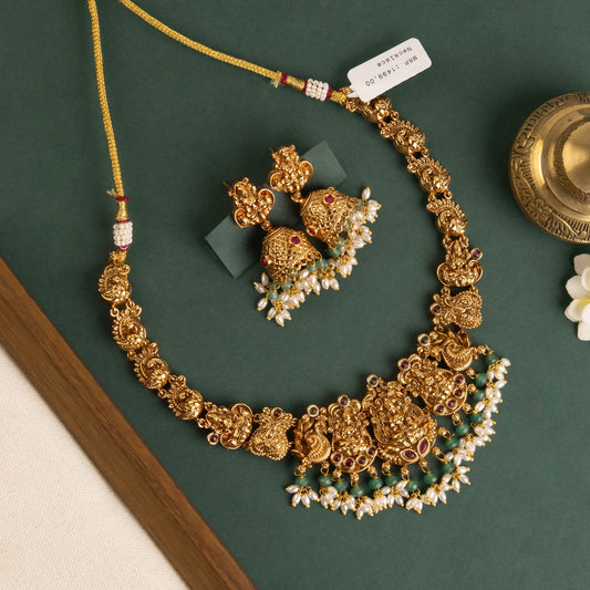 Premium Antique Lakshmi Peacock Necklace 1466