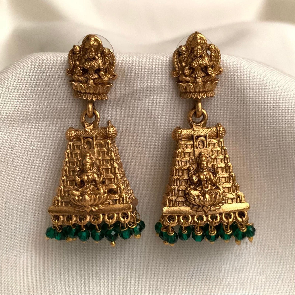 Gold-Toned Gopuram Lakshmi Earrings ER 945