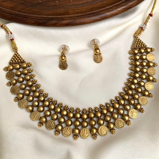 Gold-Toned Traditional Coin Motifs Necklace 1445