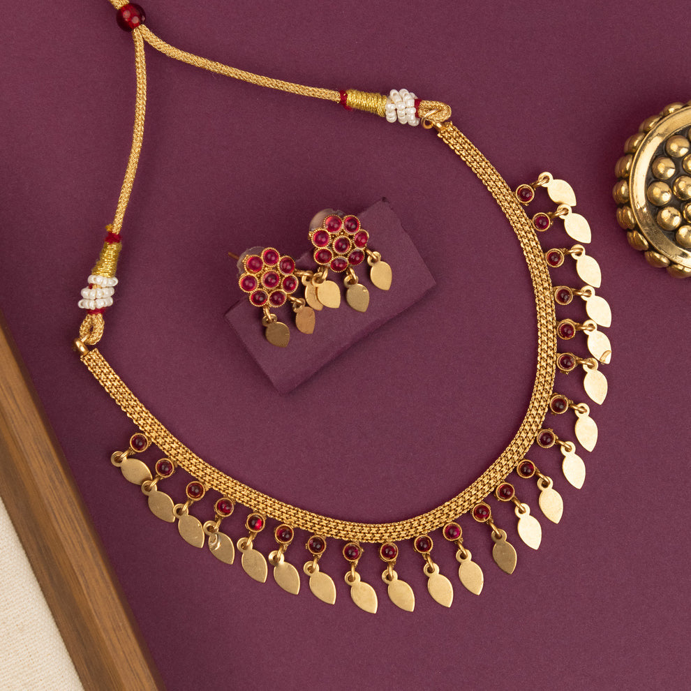 Gold-Toned Traditional Ilakkathalli  Choker Necklace  1964