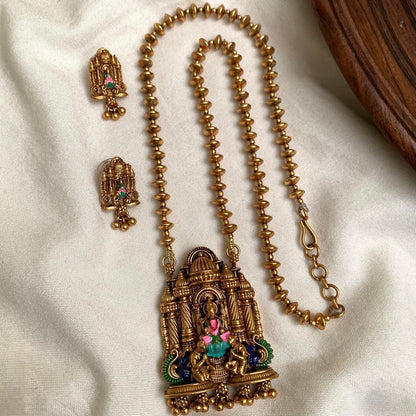 Gold-Toned Lakshmi Hand Painted Designed Necklace 1438