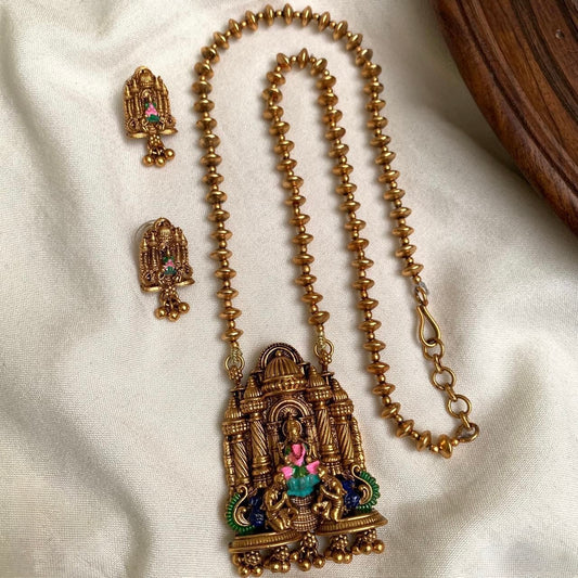 Gold-Toned Lakshmi Hand Painted Designed Necklace 1438