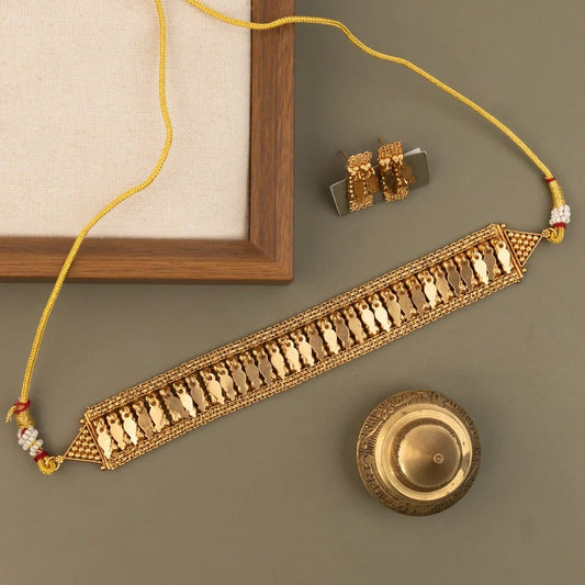 Gold-Toned Traditional Kaasu Choker Necklace 1783