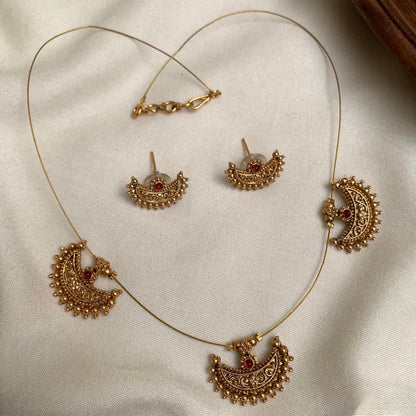 Gold-Toned Chandbali Designed Invisible Necklace 1186