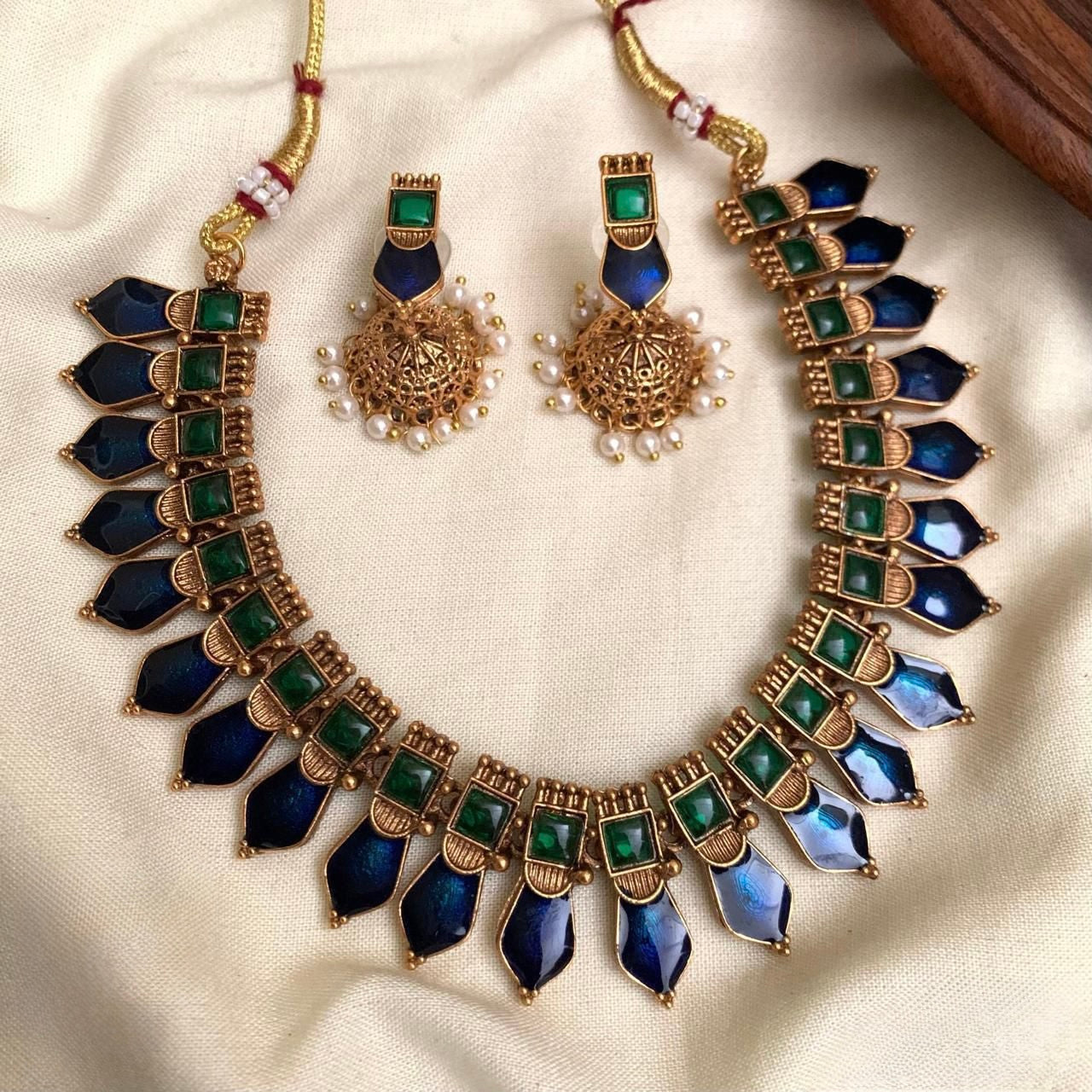 Gold-Toned Kovai Palakka Version Necklace 166