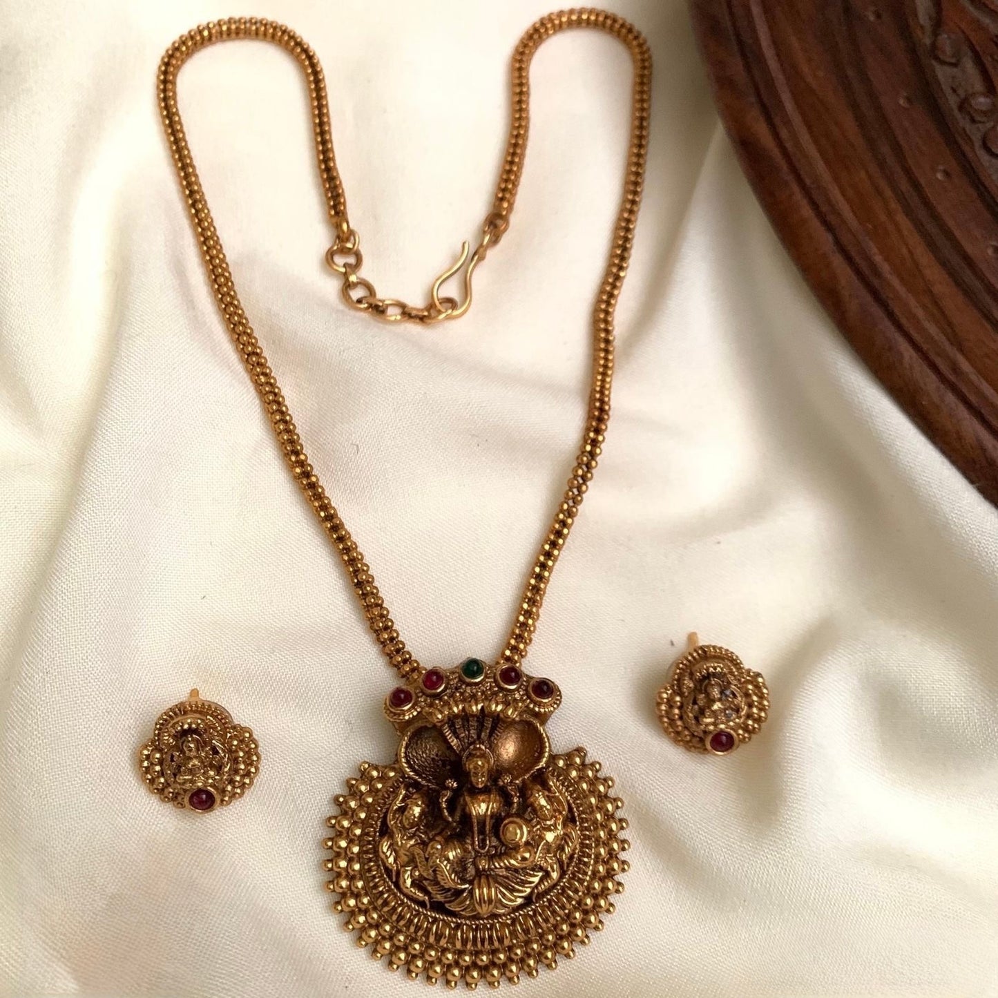 Gold-Polish Lakshmi Nagas Necklace 1274
