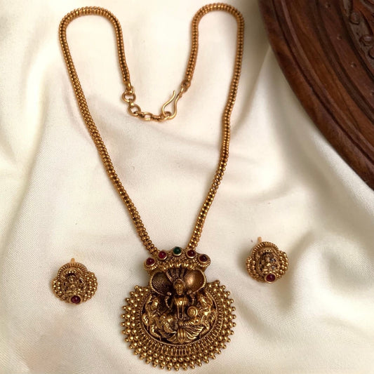 Gold-Polish Lakshmi Nagas Necklace 1274