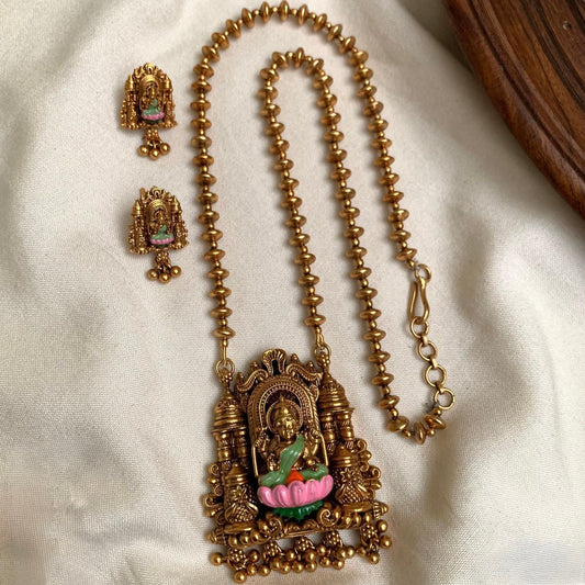 Gold-Toned Lakshmi Beaded Hand Painted Necklace 1439