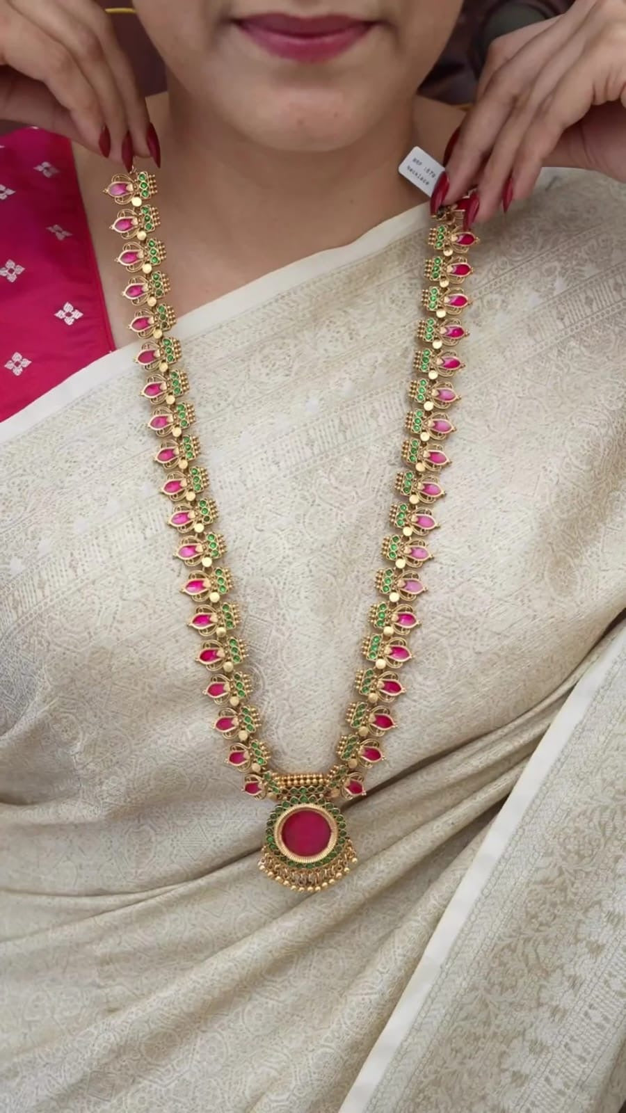 Gold-Toned Traditional Palakka Long Necklace 1809