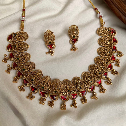 Gold-Toned Lakshmi Palakka Mango Necklace 1412