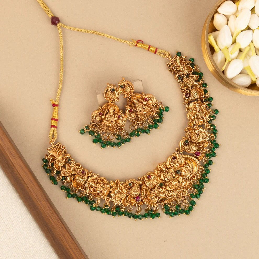 Gold-Toned Lakshmi Pendant Necklace 319