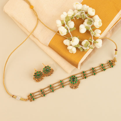 Gold-Toned Floral Choker Necklace 1837