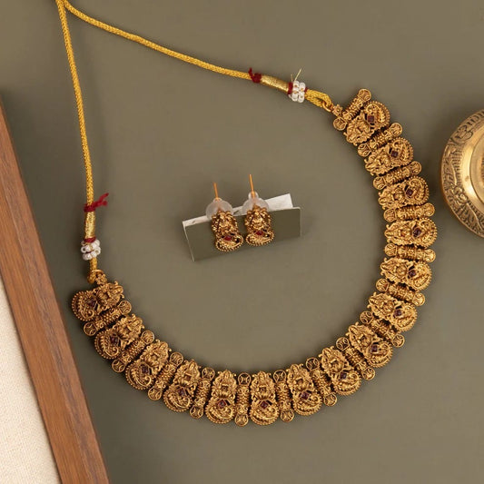 Gold-Toned Traditional Lakshmi Necklace 1787