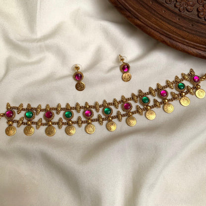 Gold-Toned Kaasu X Floral Choker Necklace 151