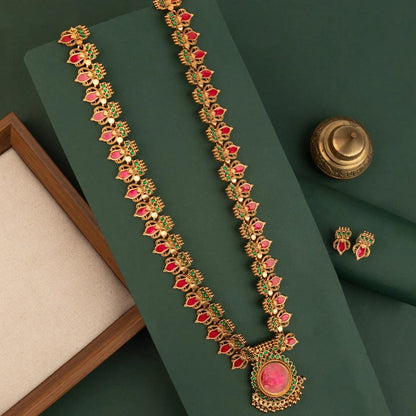 Gold-Toned Traditional Palakka Long Necklace 1809