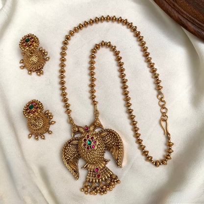 Gold-Toned Floral Garuda Long Necklace  1601