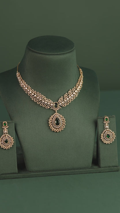 Mehendi Polish Floral AD Necklace 1284