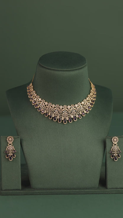 Premium Mehendi Polish Floral AD Necklace 1283